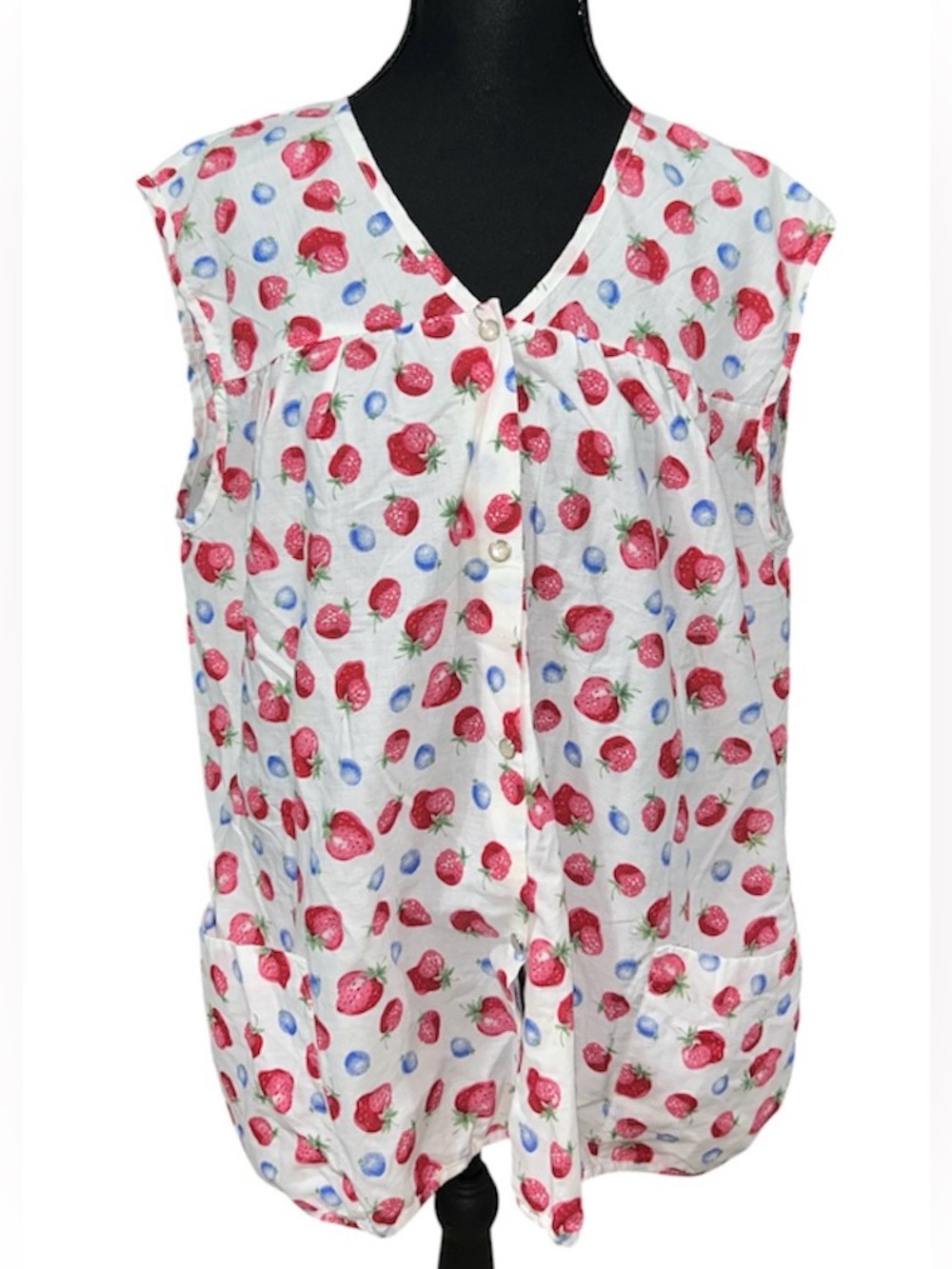 Vintage V-neck snap-front apron smock